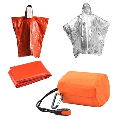 Coperte d'escursione all'aperto dell'indumenti impermeabili degli accessori del film delle mantelle da pioggia eliminabili di alluminio di emergenza