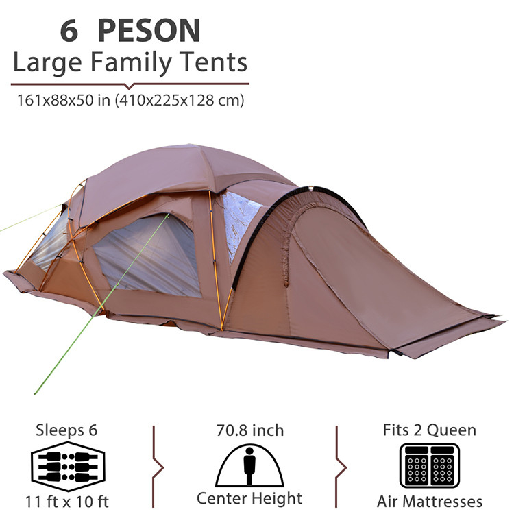 Double Layer Breathable 190T Polyester Pop Up Camping Tent